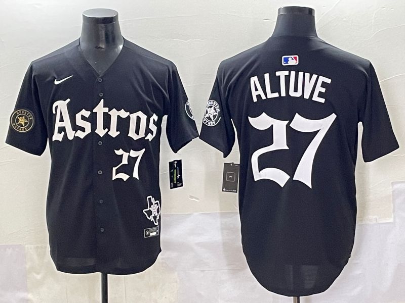 Men 2025 Houston Astros #27 Altuve Black Five generations Joint Name Nike MLB Jersey style 17->houston astros->MLB Jersey